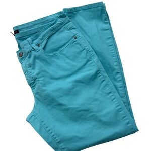 Eileen Fisher Slim Leg Jeans Pants Womens 12 Turquoise Organic Cotton Stretch
